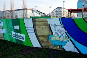 Bauzaun für das grabenlose Bauvorhaben