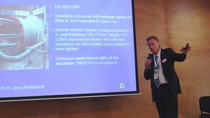 Vortrag zu Beginn des TWC (TRENCHLESS WORLD CONGRESS) von Prof. Jens Hölterhoff (Vorstandsvorsitzender GSTT)